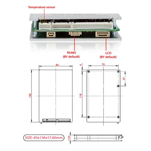BMS-контроллер JIKONG JK-BD6A20S8P, 80 A, для LiFePO4/Li-ion/LTO аккумуляторов Превью 3