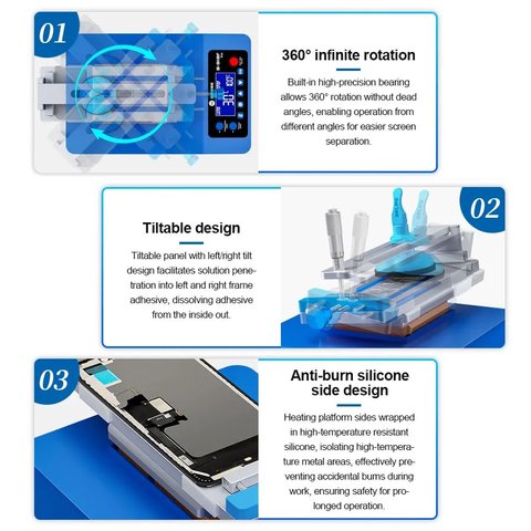 LCD Touch Screen Glass Separator Sunshine S-918F Pro, (for LCDs up to 7", with vacuum pump) Preview 2