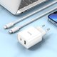 Сетевое зарядное устройство Hoco C80A Plus, 20 Вт, Power Delivery (PD), белый, с кабелем Lightning для Apple, 2 порта, #6931474779892 Превью 3