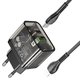 Сетевое зарядное устройство Hoco N34, 20 Вт, Power Delivery (PD), черный, прозрачный, c кабелем USB тип-C к Lightning для Apple, 2 порта, #6931474799173 Превью 4