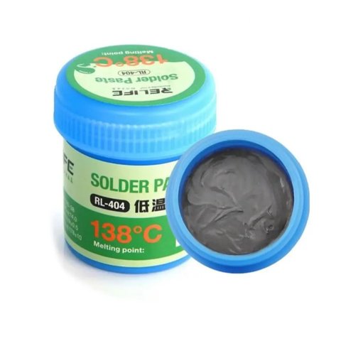 BGA паста RELIFE RL-404, Sn 42%, Bi 58%, 138 °C, 40 г Прев'ю 1