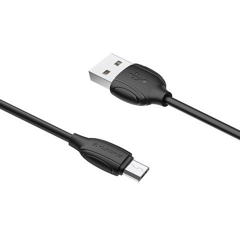 USB кабель Borofone BX19, USB тип-A, micro-USB тип-B, 100 см, 2,4 А, чорний, #6931474701770 Прев'ю 1